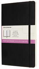 Записная книжка Moleskine Classic Extra с двойным блоком (линейка/нелинованный), Large (13x21 см), черная